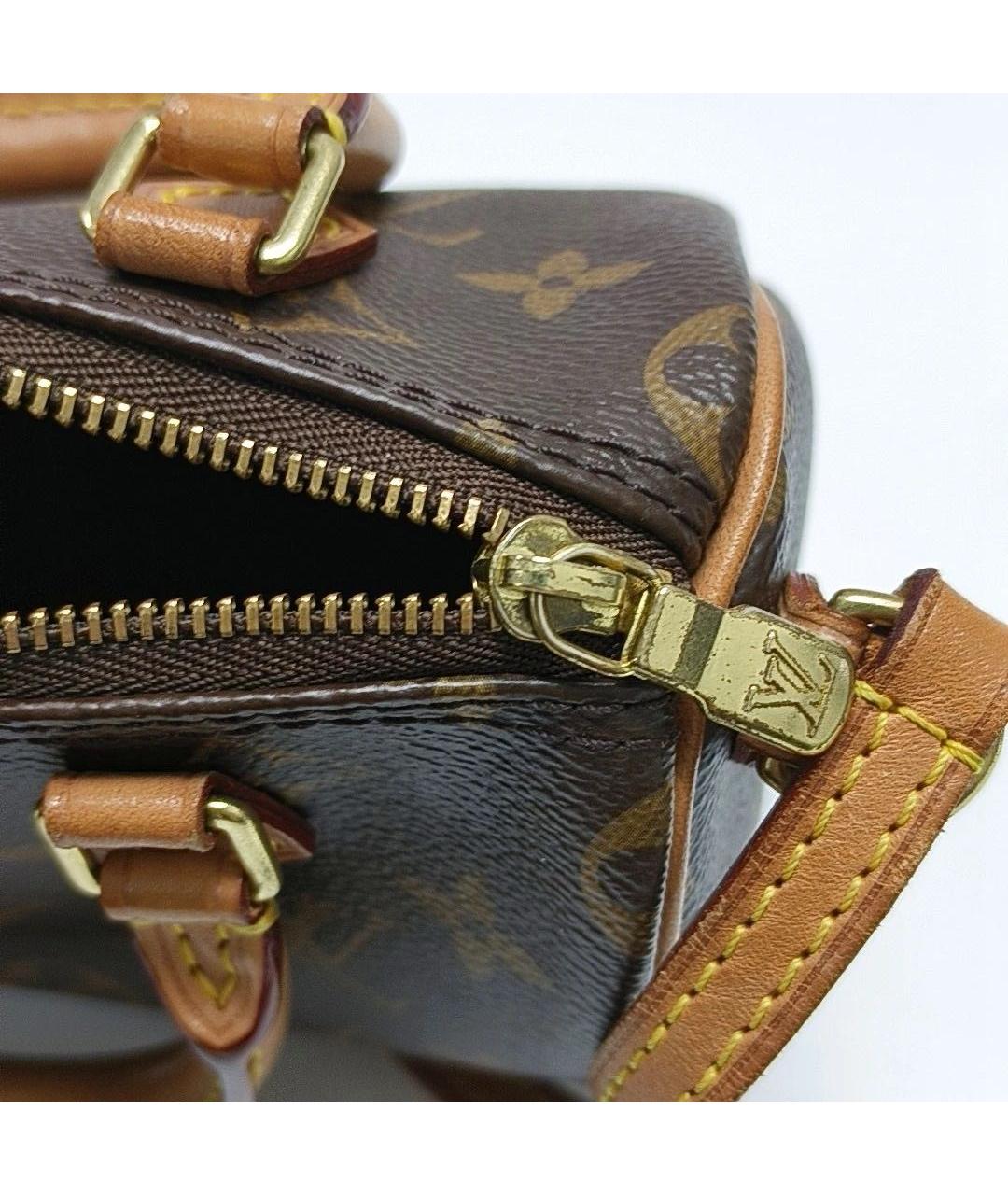 LOUIS VUITTON Коричневая кожаная сумка с короткими ручками, фото 8