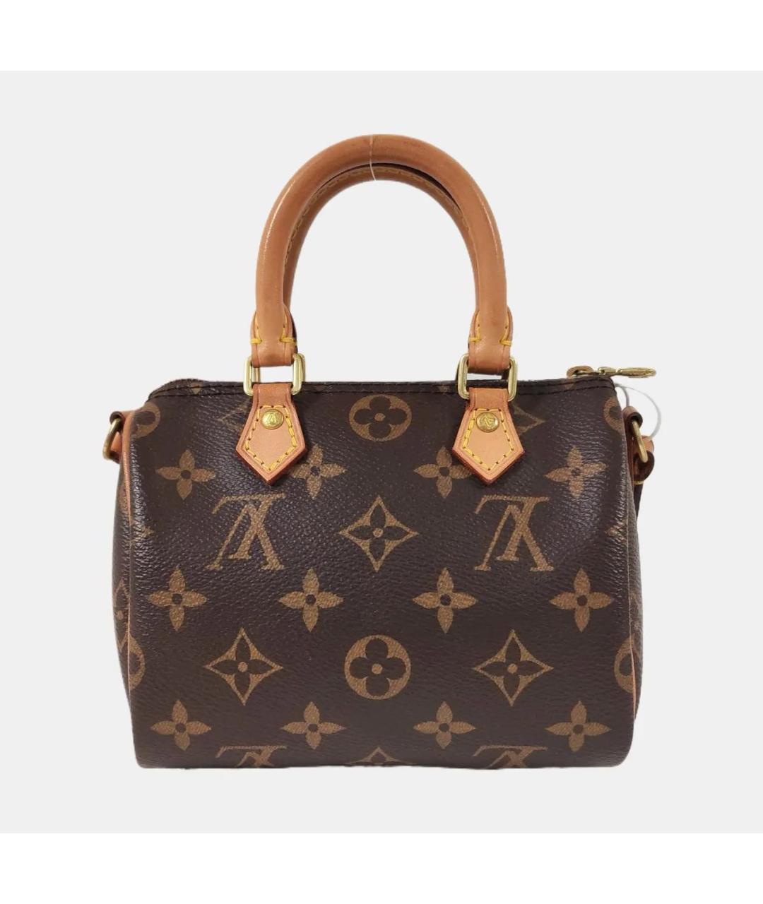 LOUIS VUITTON Коричневая кожаная сумка с короткими ручками, фото 4