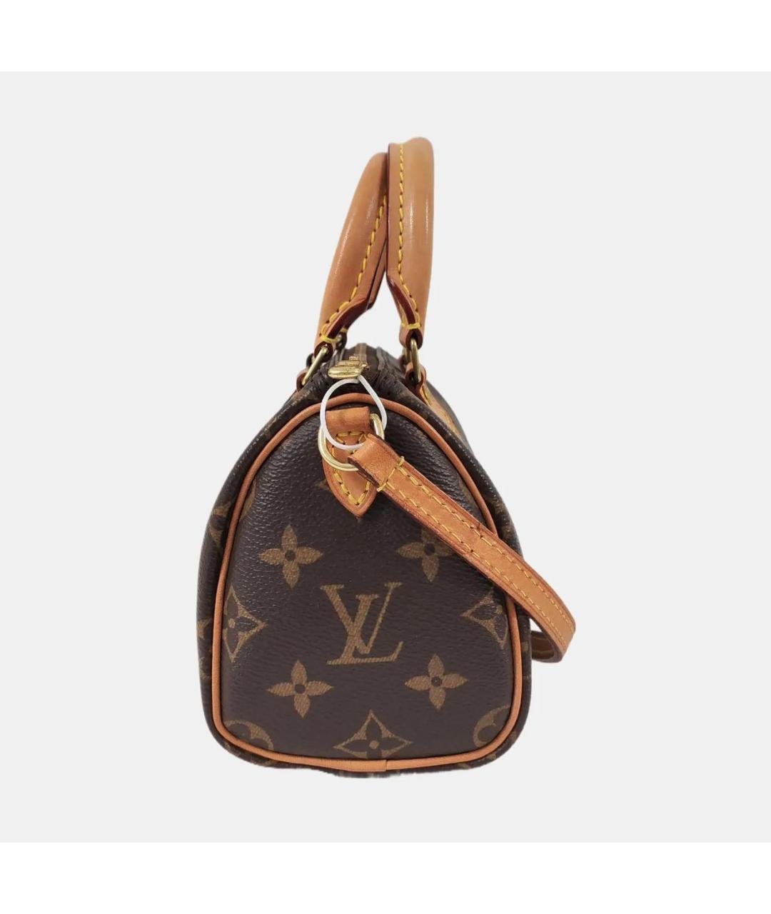LOUIS VUITTON Коричневая кожаная сумка с короткими ручками, фото 3