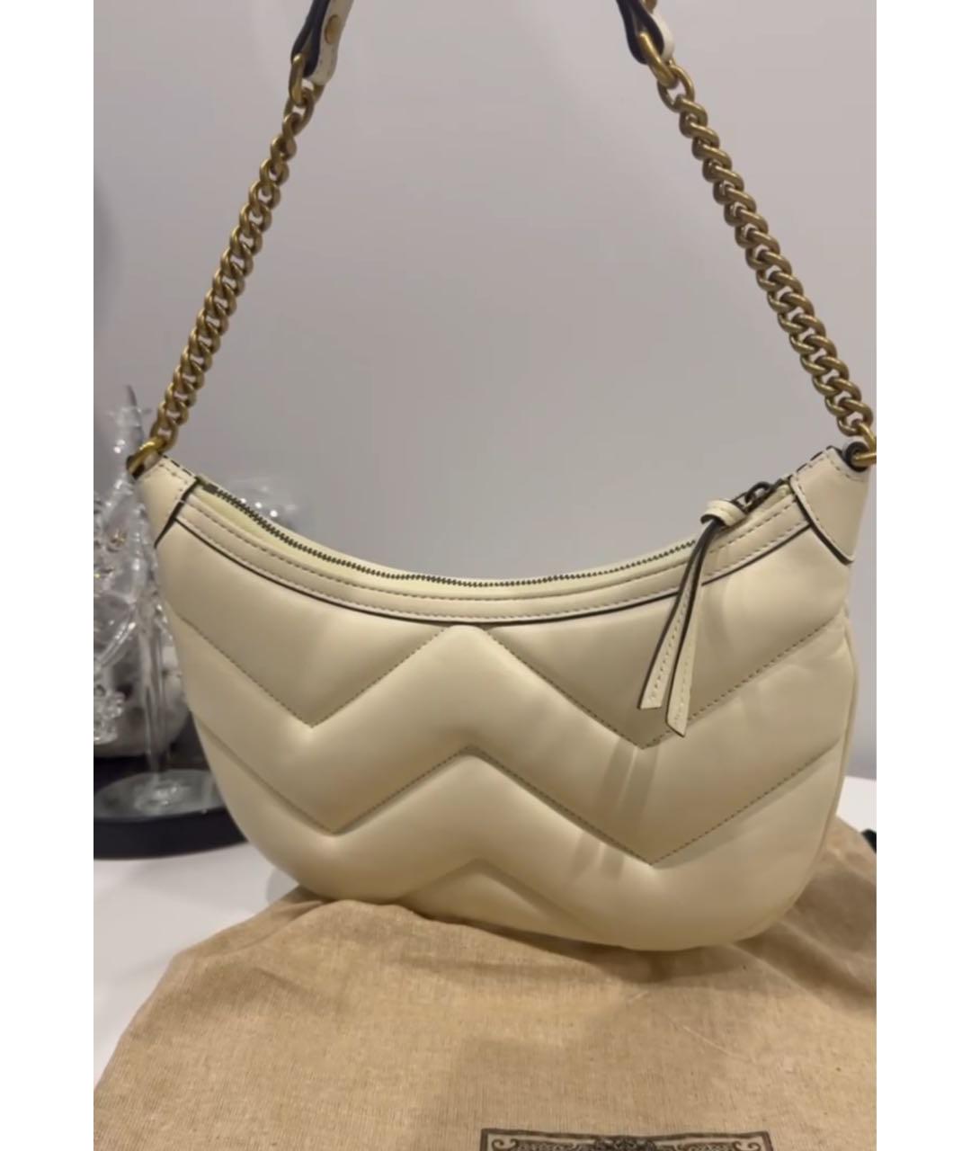 GUCCI Бежевая кожаная сумка через плечо, фото 4