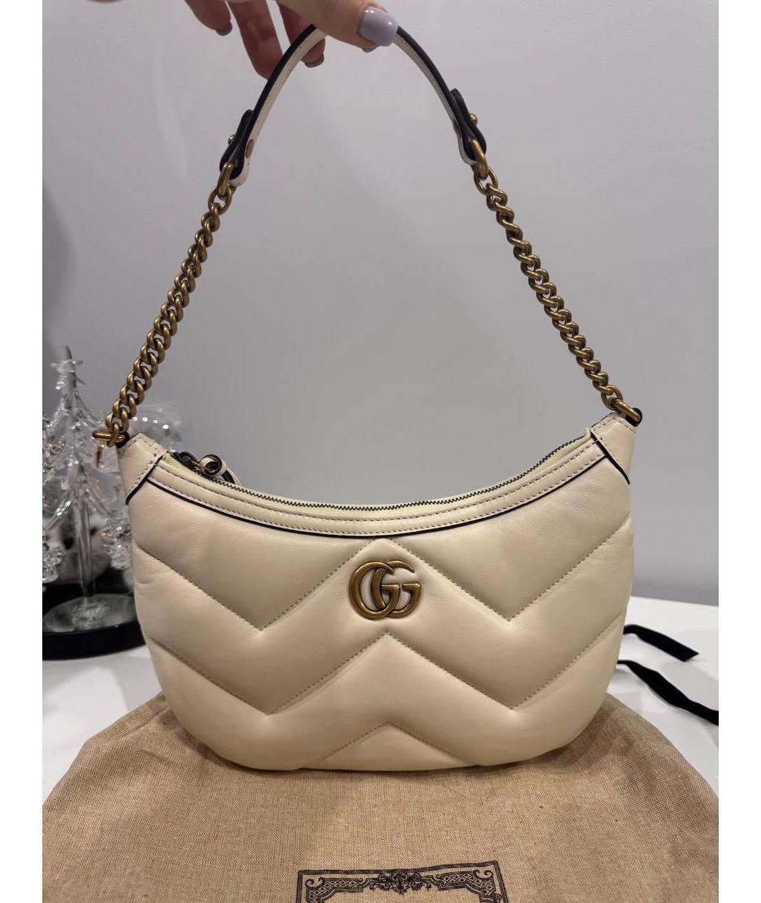 GUCCI Бежевая кожаная сумка через плечо, фото 6