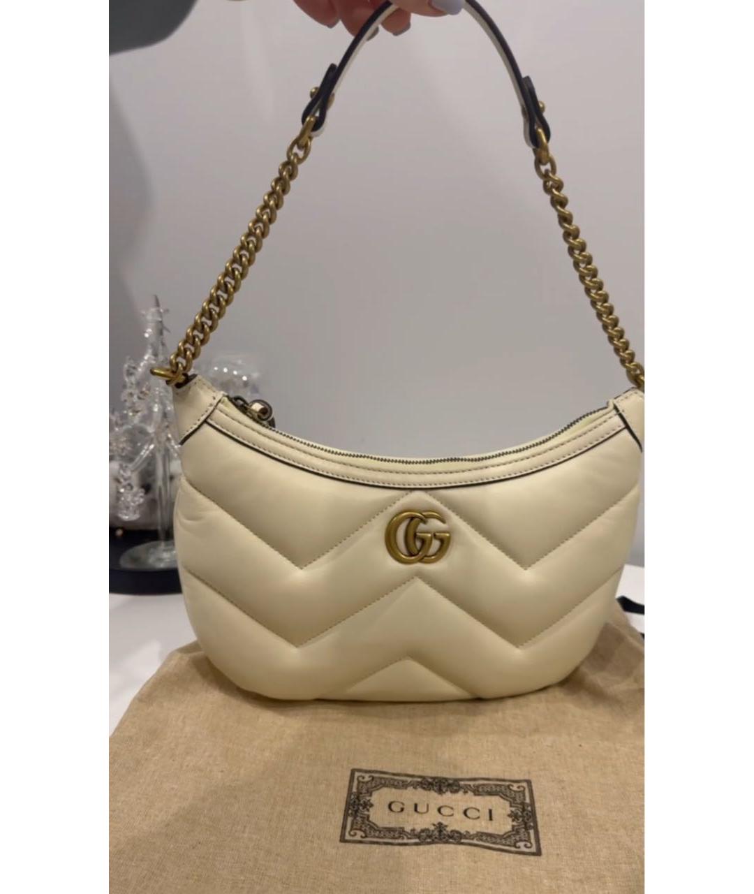 GUCCI Бежевая кожаная сумка через плечо, фото 5