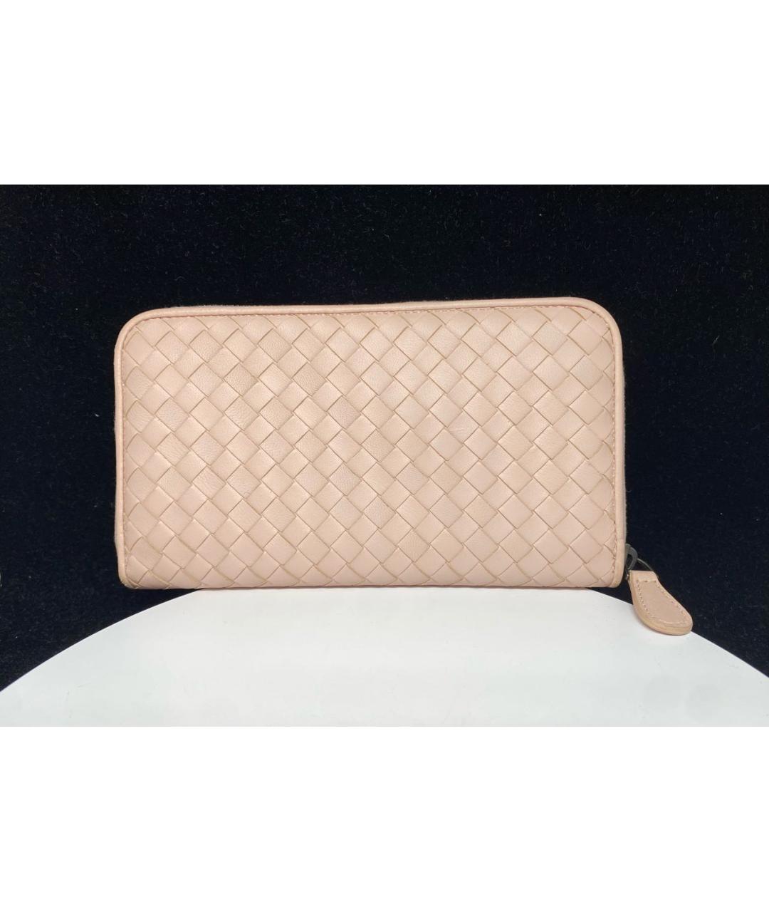 BOTTEGA VENETA Розовый кожаный кошелек, фото 9
