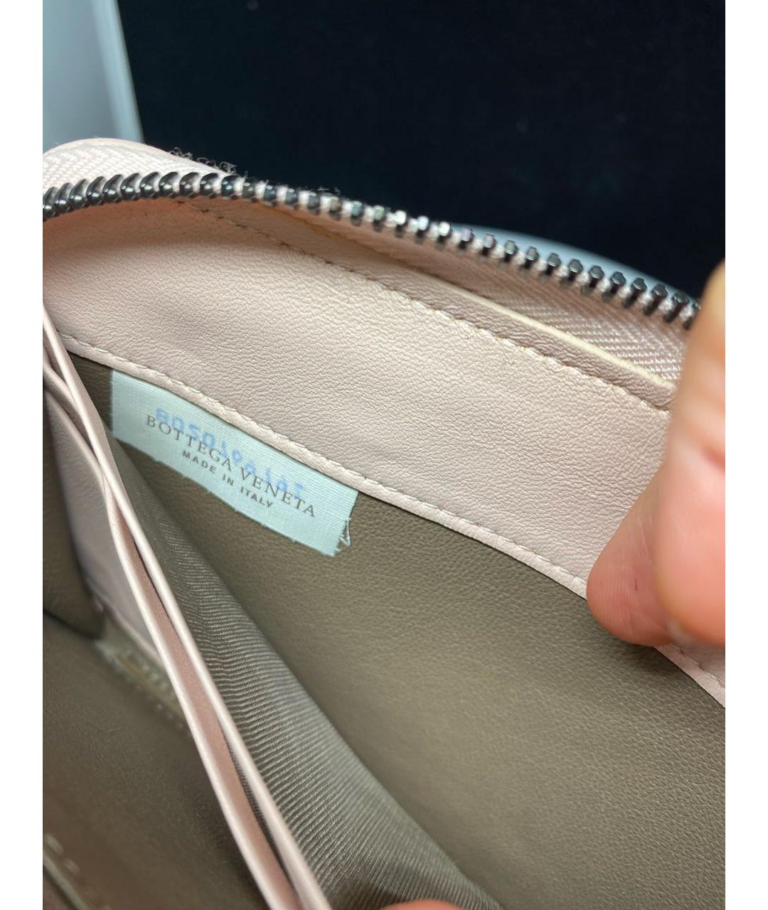 BOTTEGA VENETA Розовый кожаный кошелек, фото 5