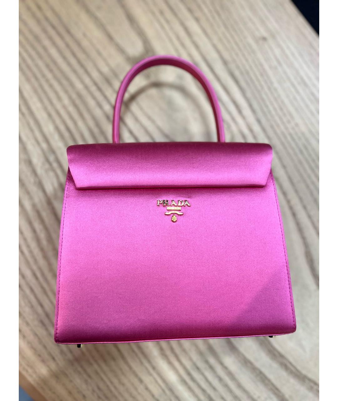 PRADA Фуксия шелковая сумка с короткими ручками, фото 8