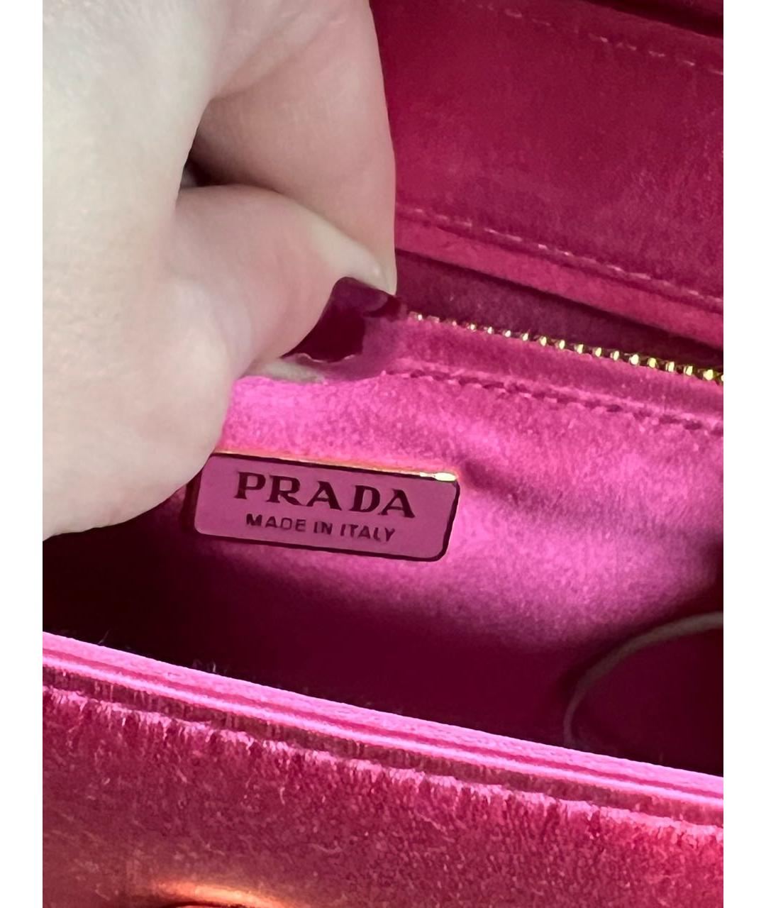 PRADA Фуксия шелковая сумка с короткими ручками, фото 5