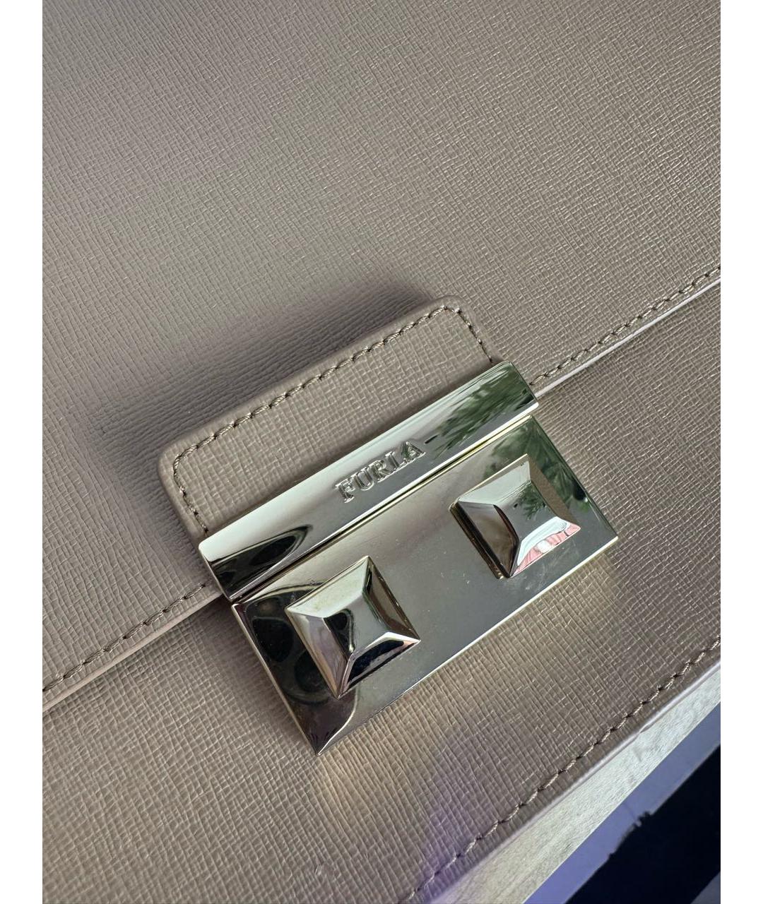 FURLA Коричневая кожаная сумка через плечо, фото 4