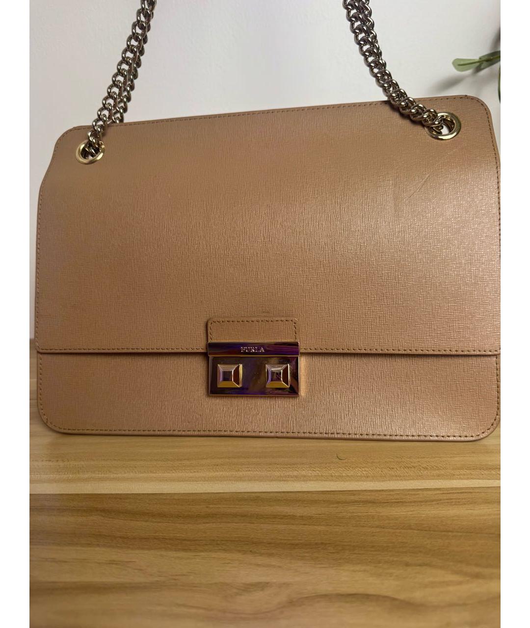 FURLA Коричневая кожаная сумка через плечо, фото 8