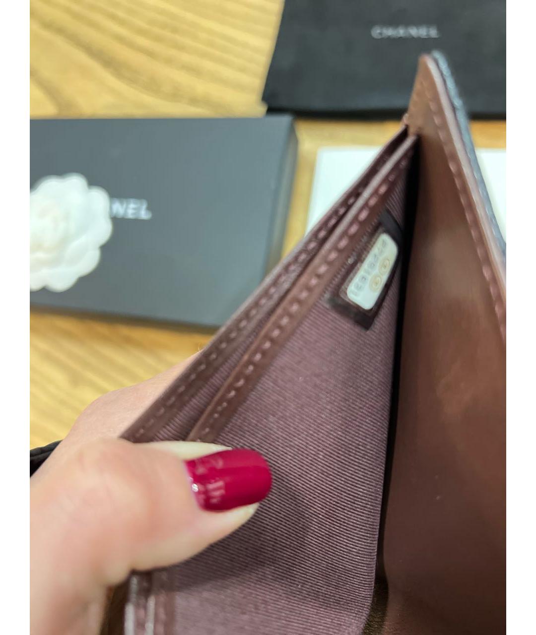 CHANEL Черный кожаный кошелек, фото 4