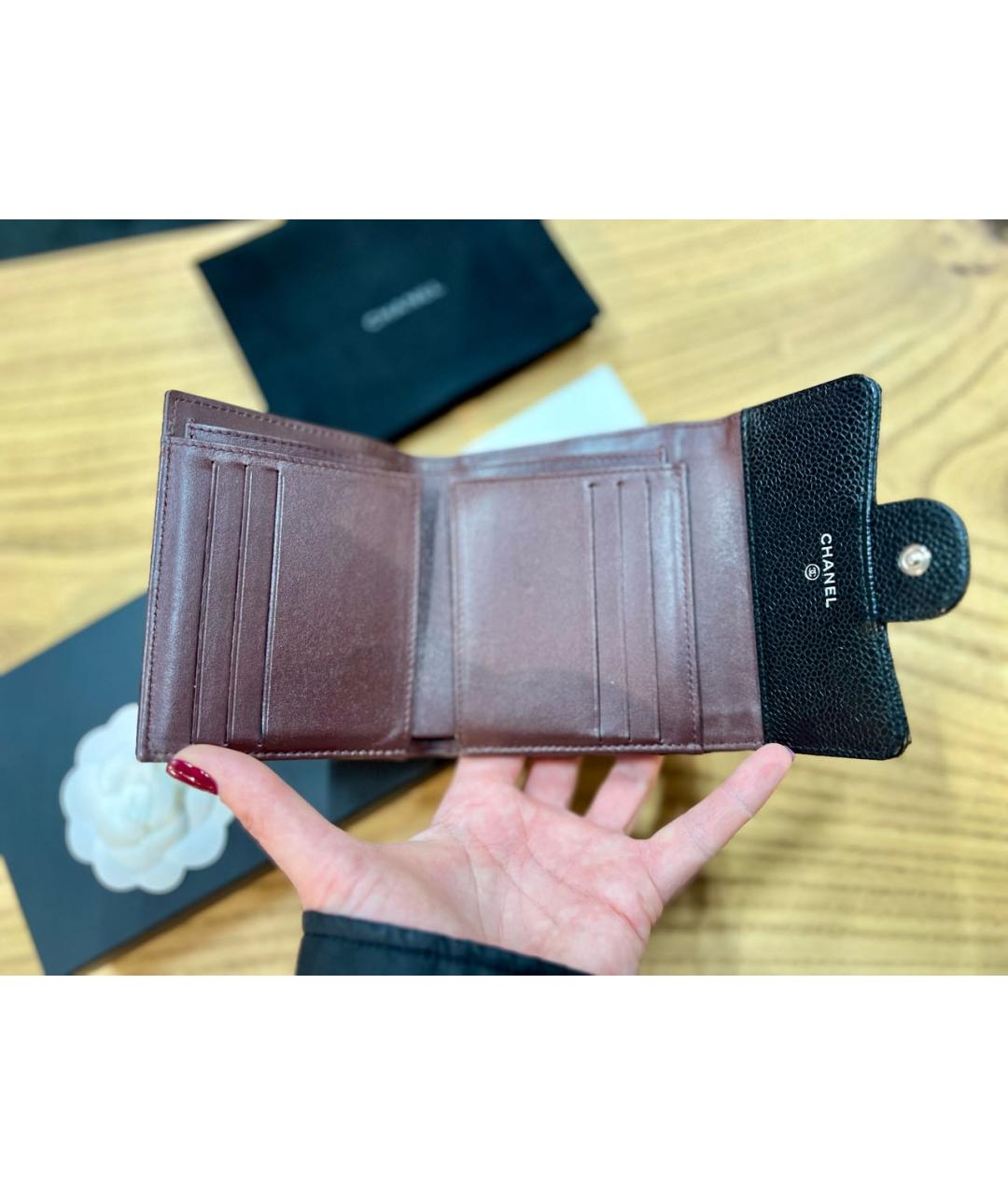 CHANEL Черный кожаный кошелек, фото 2