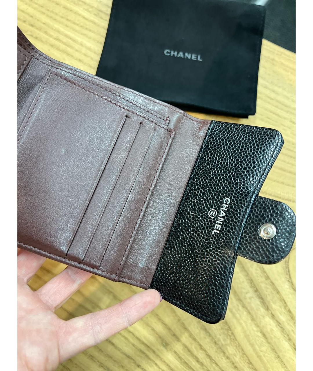 CHANEL Черный кожаный кошелек, фото 3