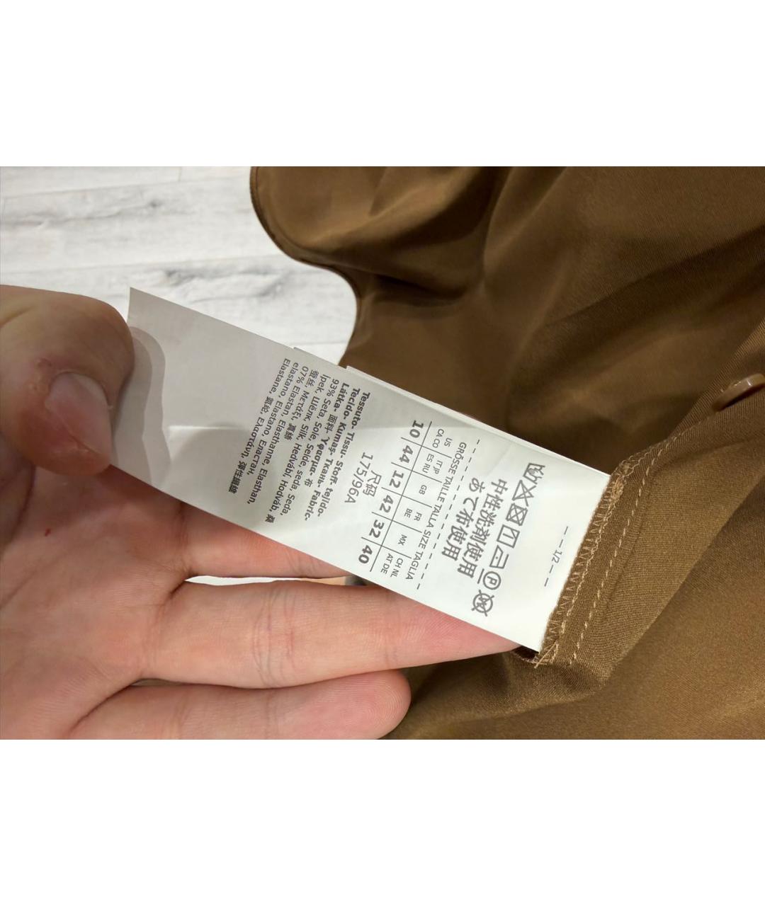 MAX MARA Коричневая шелковая рубашка, фото 8