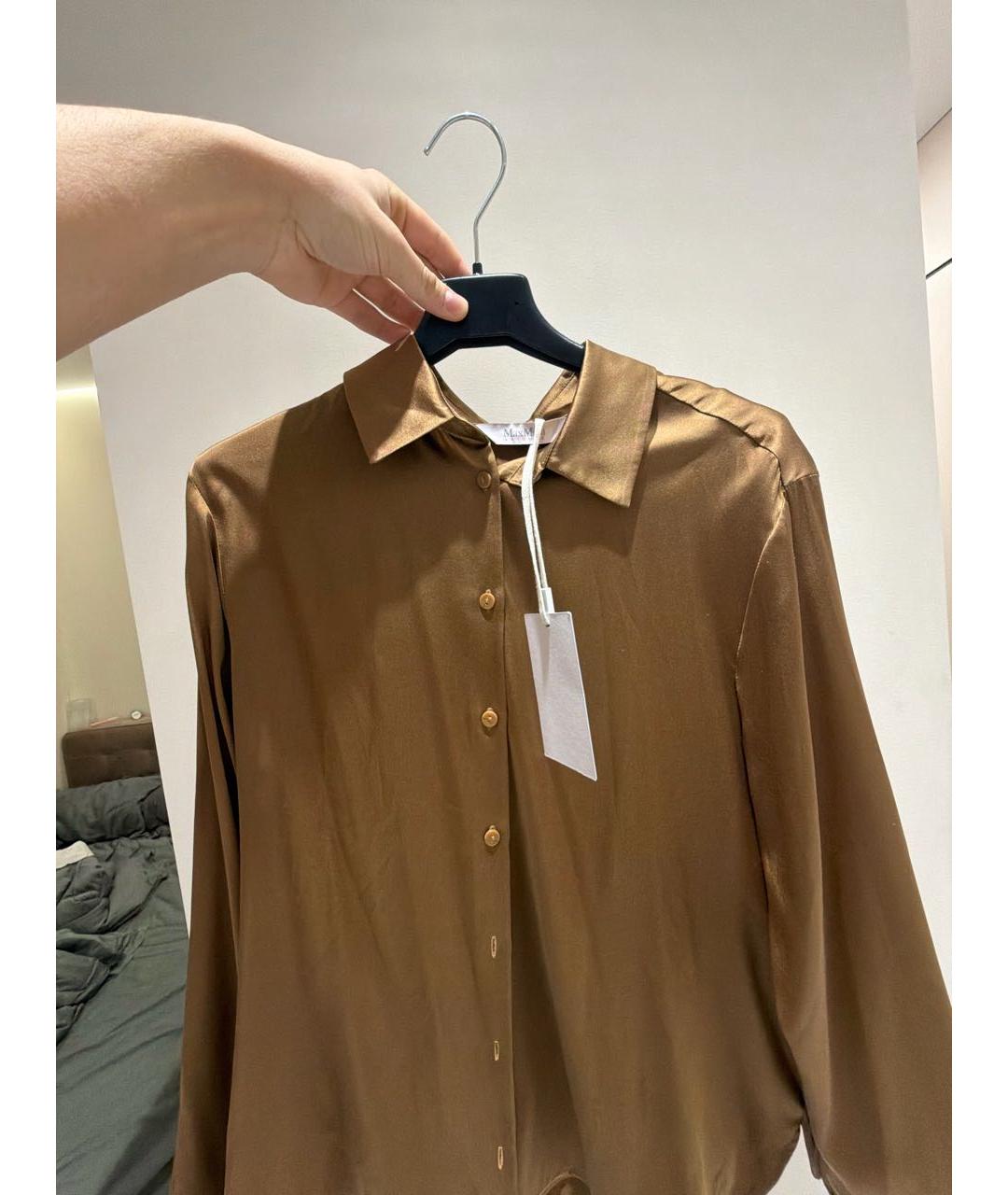 MAX MARA Коричневая шелковая рубашка, фото 4