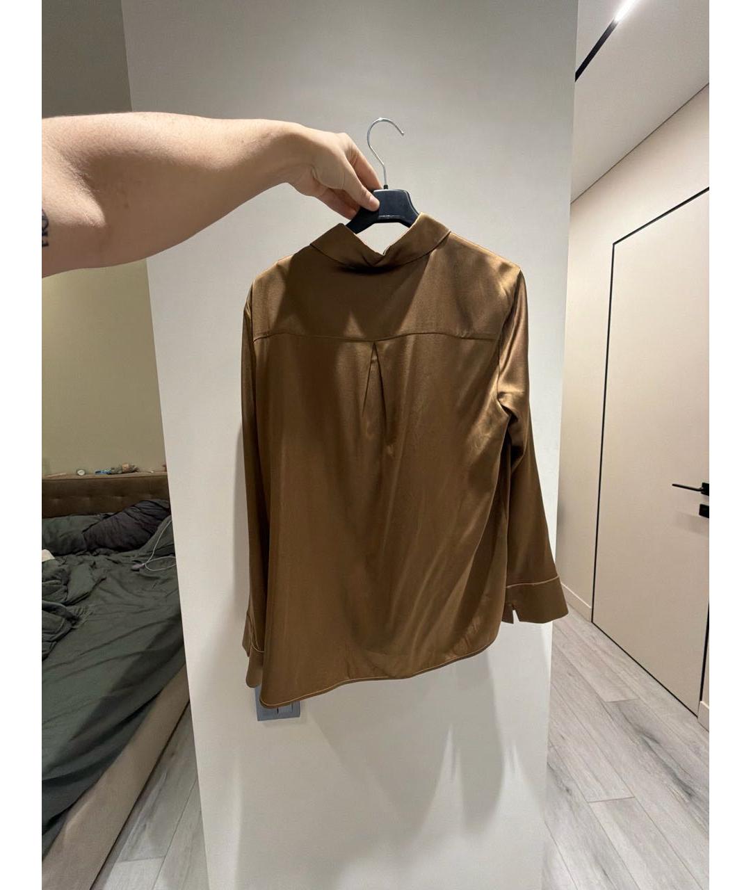 MAX MARA Коричневая шелковая рубашка, фото 3