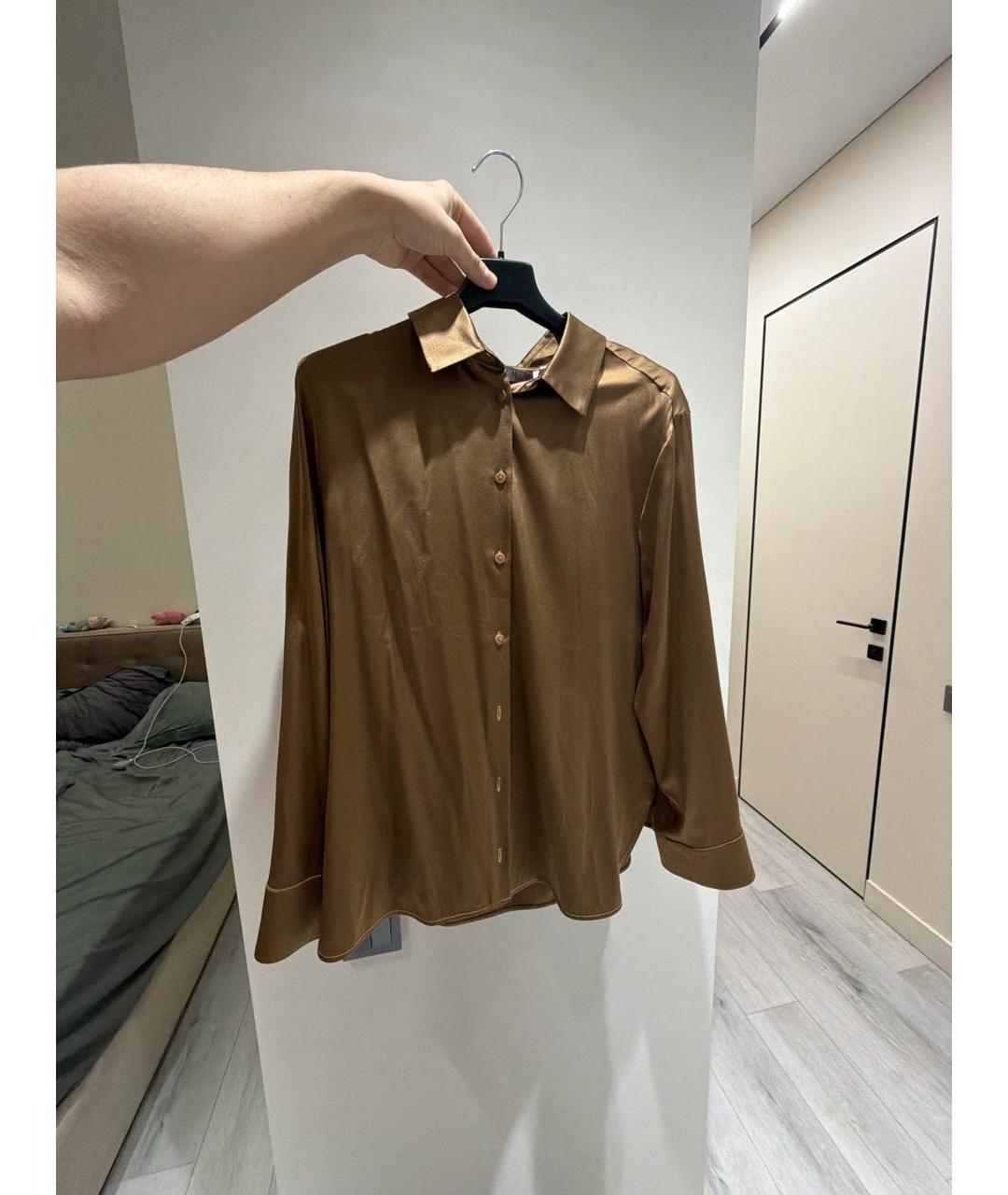 MAX MARA Коричневая шелковая рубашка, фото 9