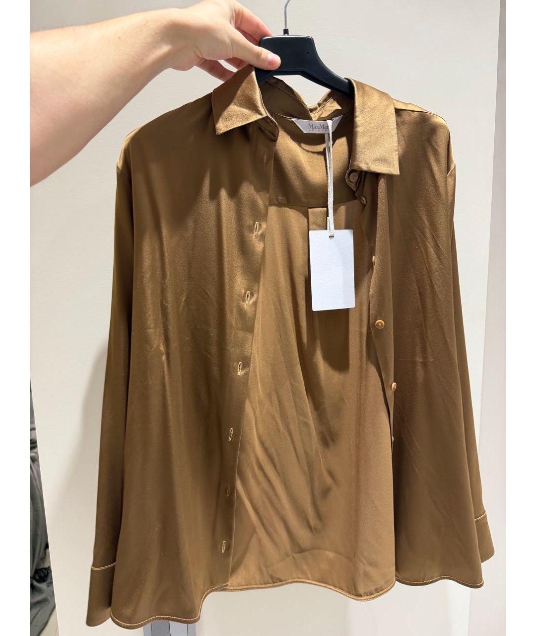 MAX MARA Коричневая шелковая рубашка, фото 2