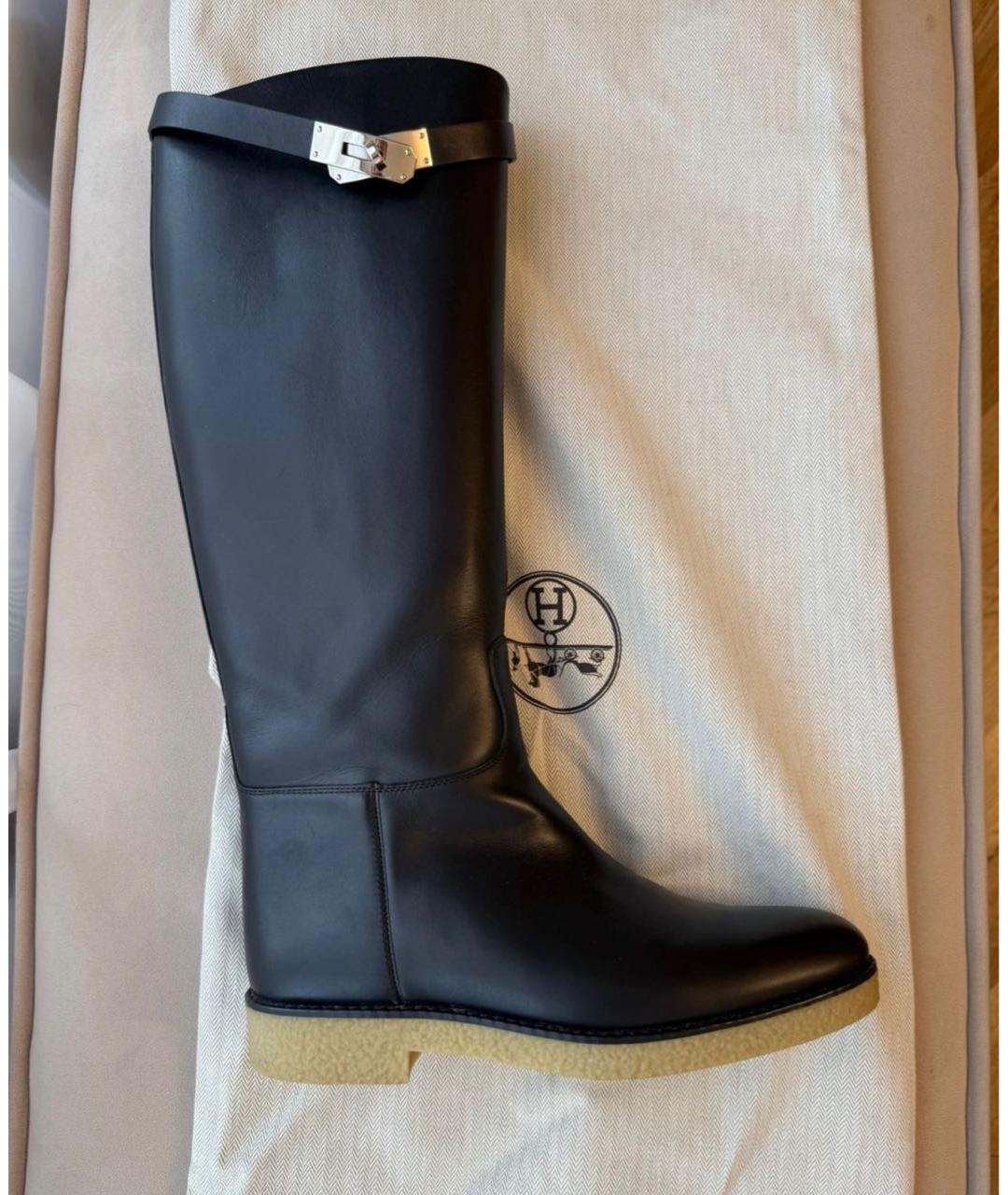 HERMES Черные кожаные сапоги, фото 2