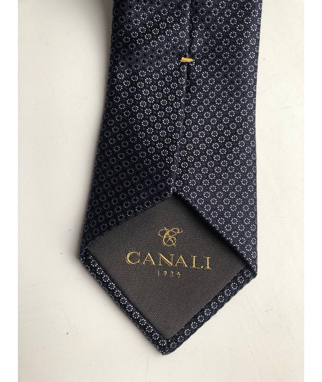 CANALI Темно-синий шелковый галстук, фото 3