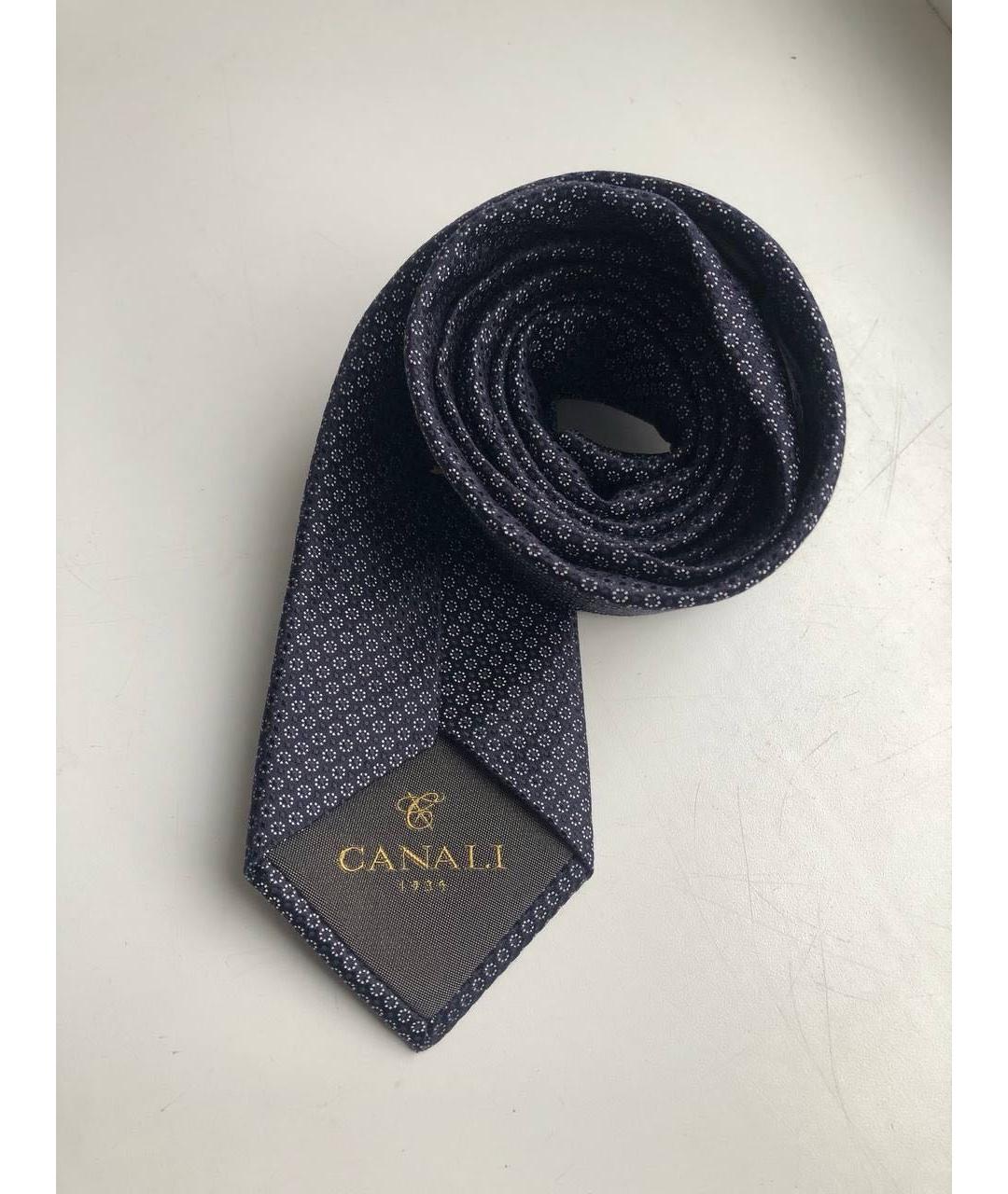 CANALI Темно-синий шелковый галстук, фото 2