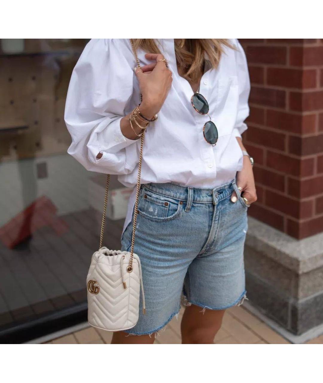 GUCCI Белая кожаная сумка через плечо, фото 5