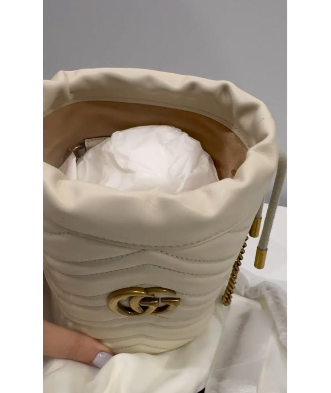 GUCCI Белая кожаная сумка через плечо, фото 4