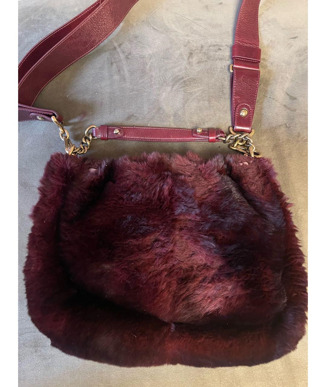 CHANEL Бордовая меховая сумка через плечо, фото 3