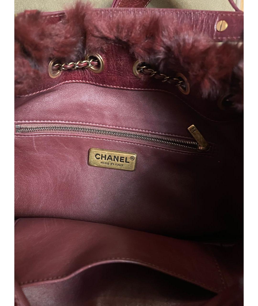 CHANEL Бордовая меховая сумка через плечо, фото 4