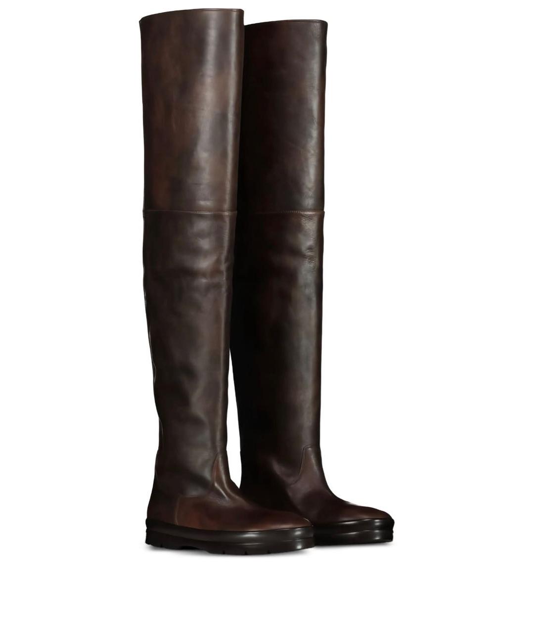 THE ROW Коричневые кожаные ботфорты, фото 2