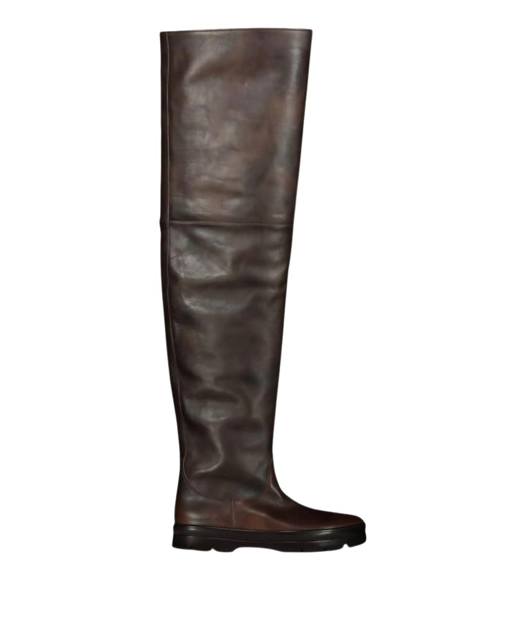 THE ROW Коричневые кожаные ботфорты, фото 1