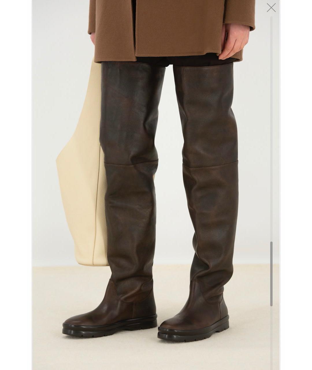 THE ROW Коричневые кожаные ботфорты, фото 4