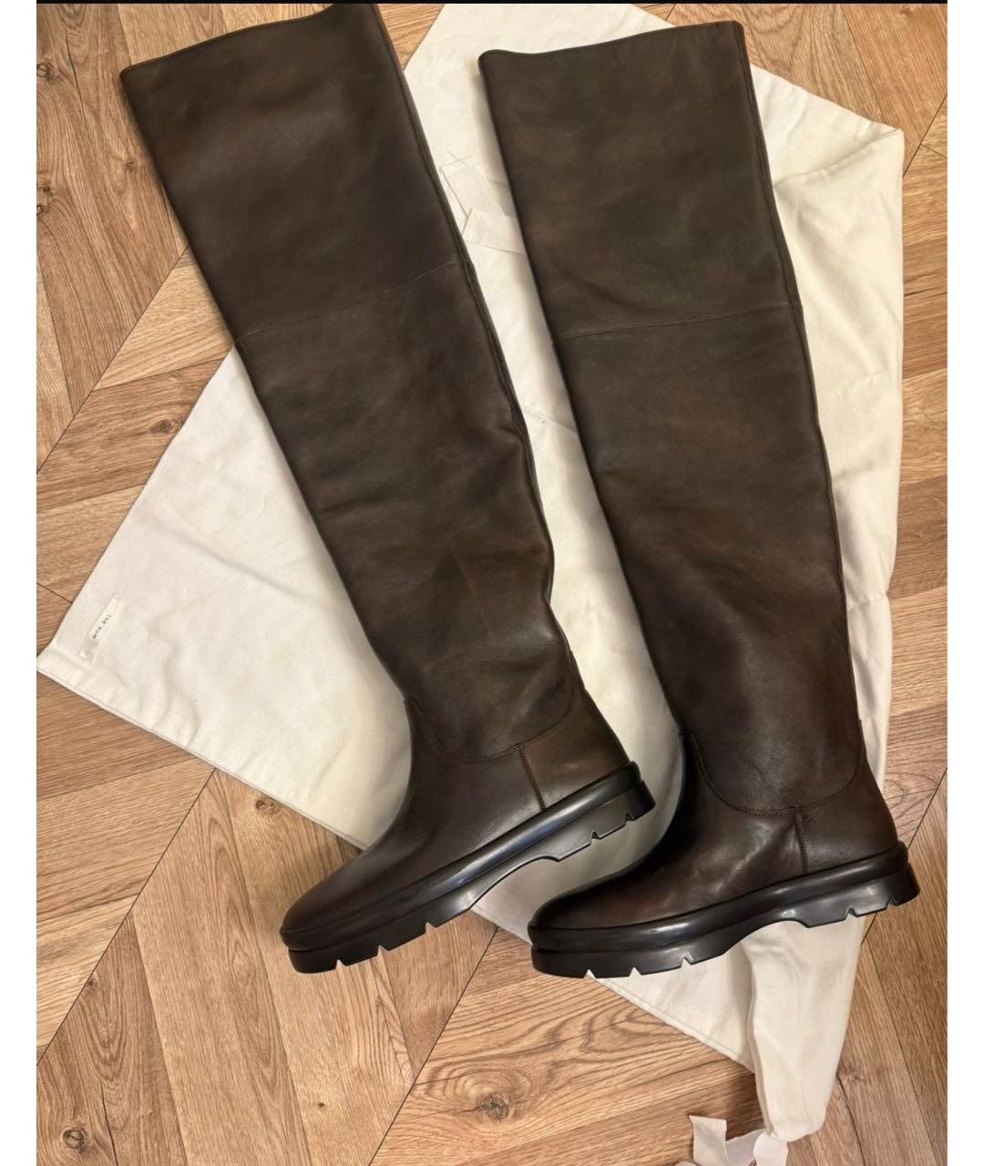 THE ROW Коричневые кожаные ботфорты, фото 5