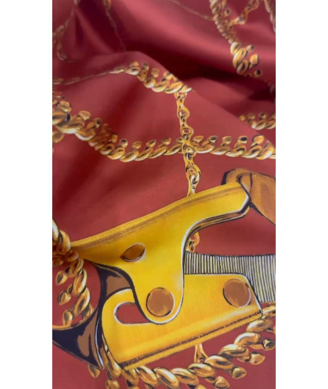 BURBERRY Красный шелковый платок, фото 3