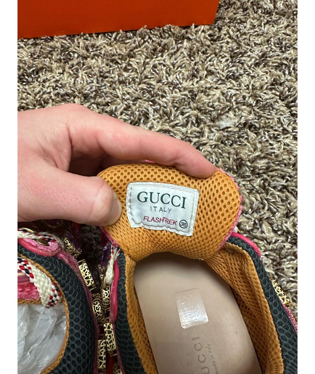 GUCCI Розовые текстильные кроссовки, фото 5