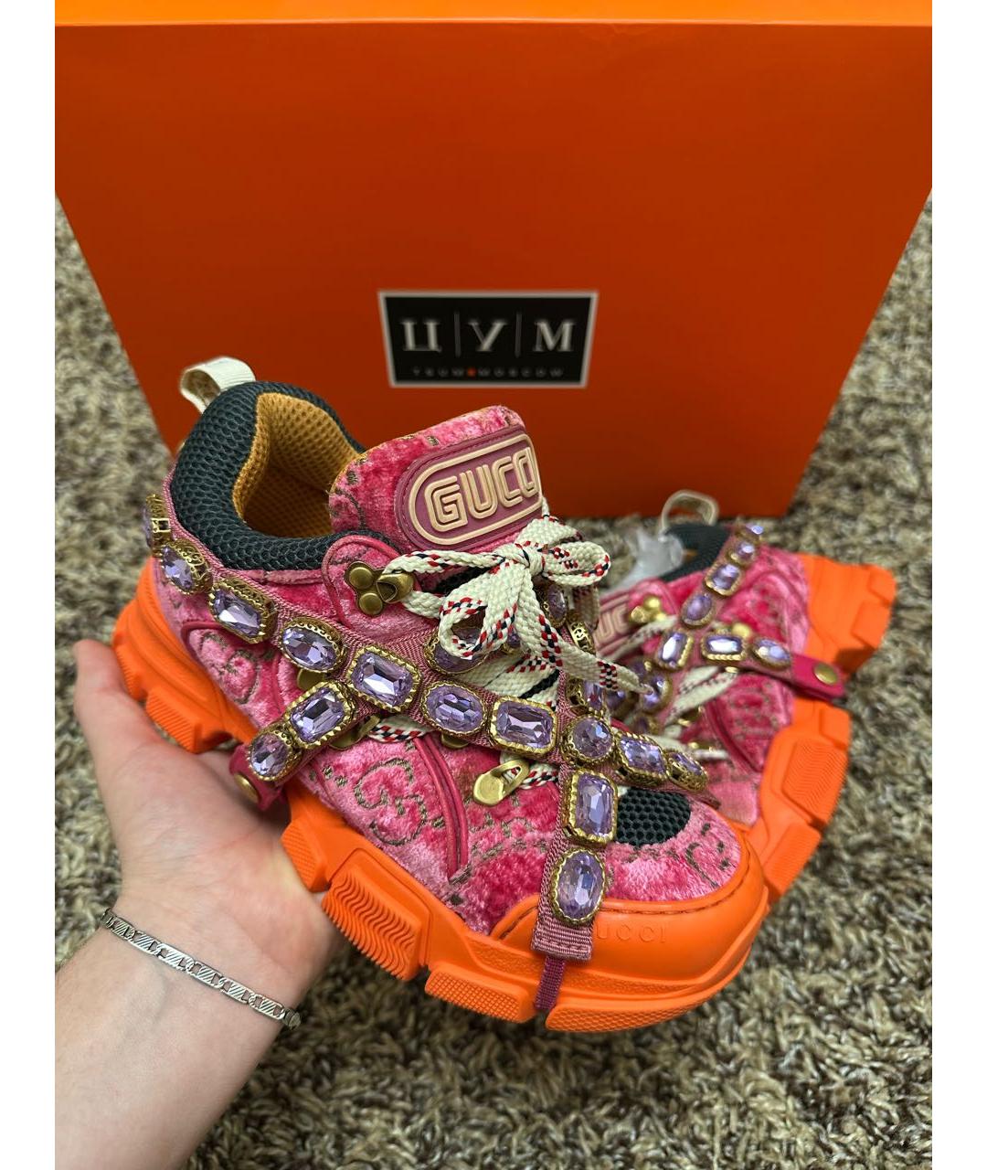 GUCCI Розовые текстильные кроссовки, фото 7