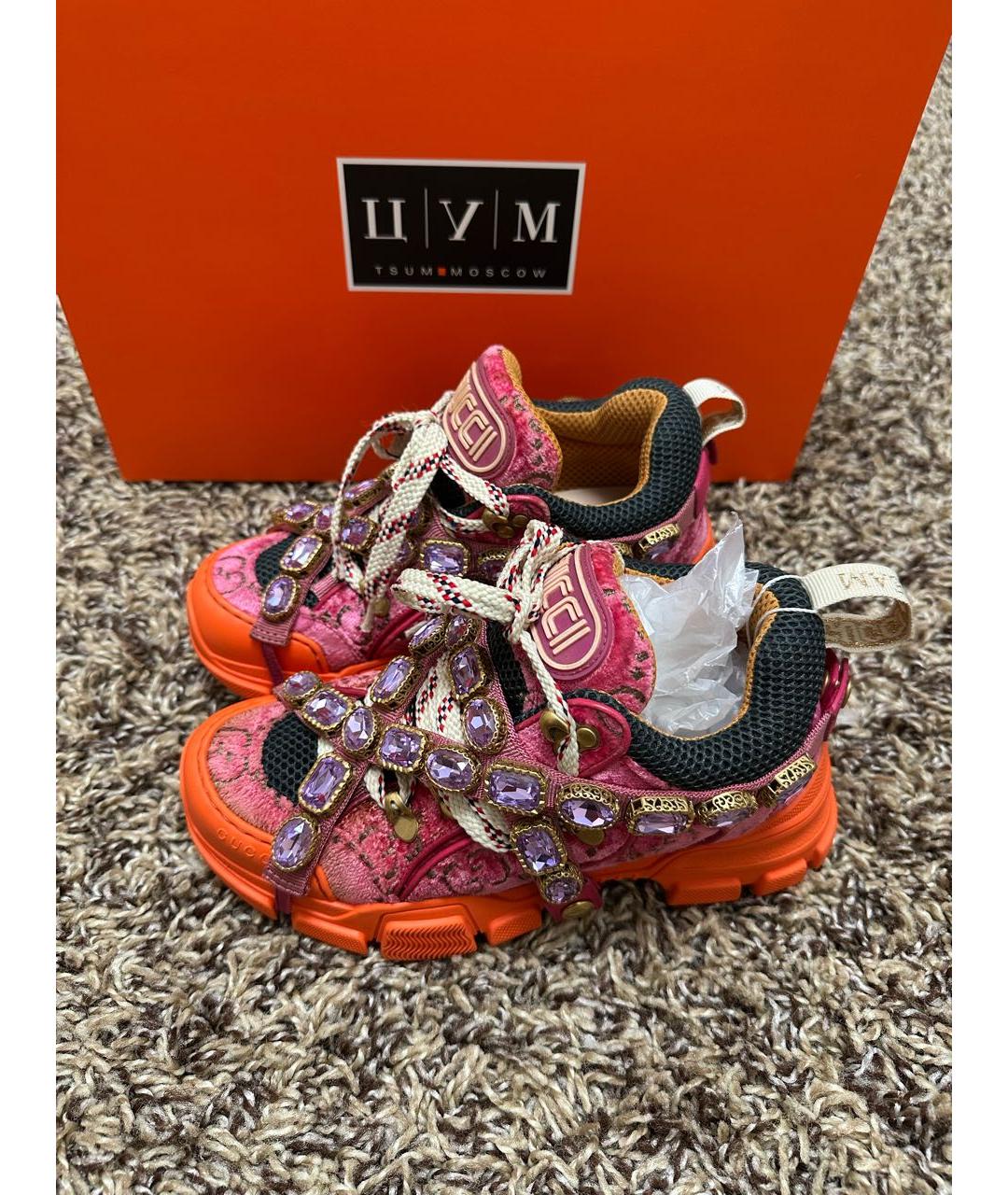 GUCCI Розовые текстильные кроссовки, фото 3