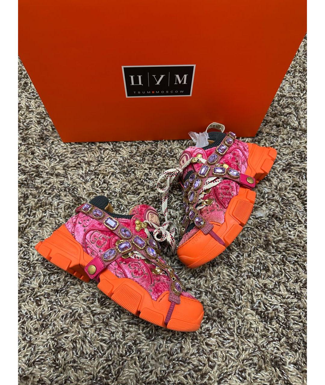 GUCCI Розовые текстильные кроссовки, фото 2