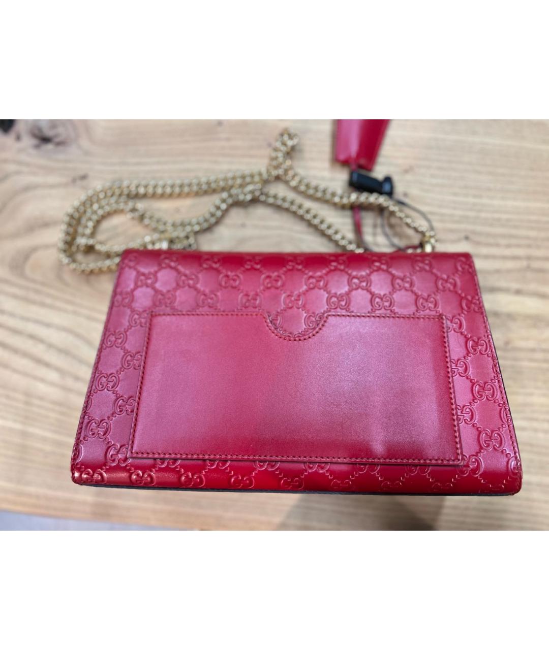 GUCCI Красная кожаная сумка через плечо, фото 4