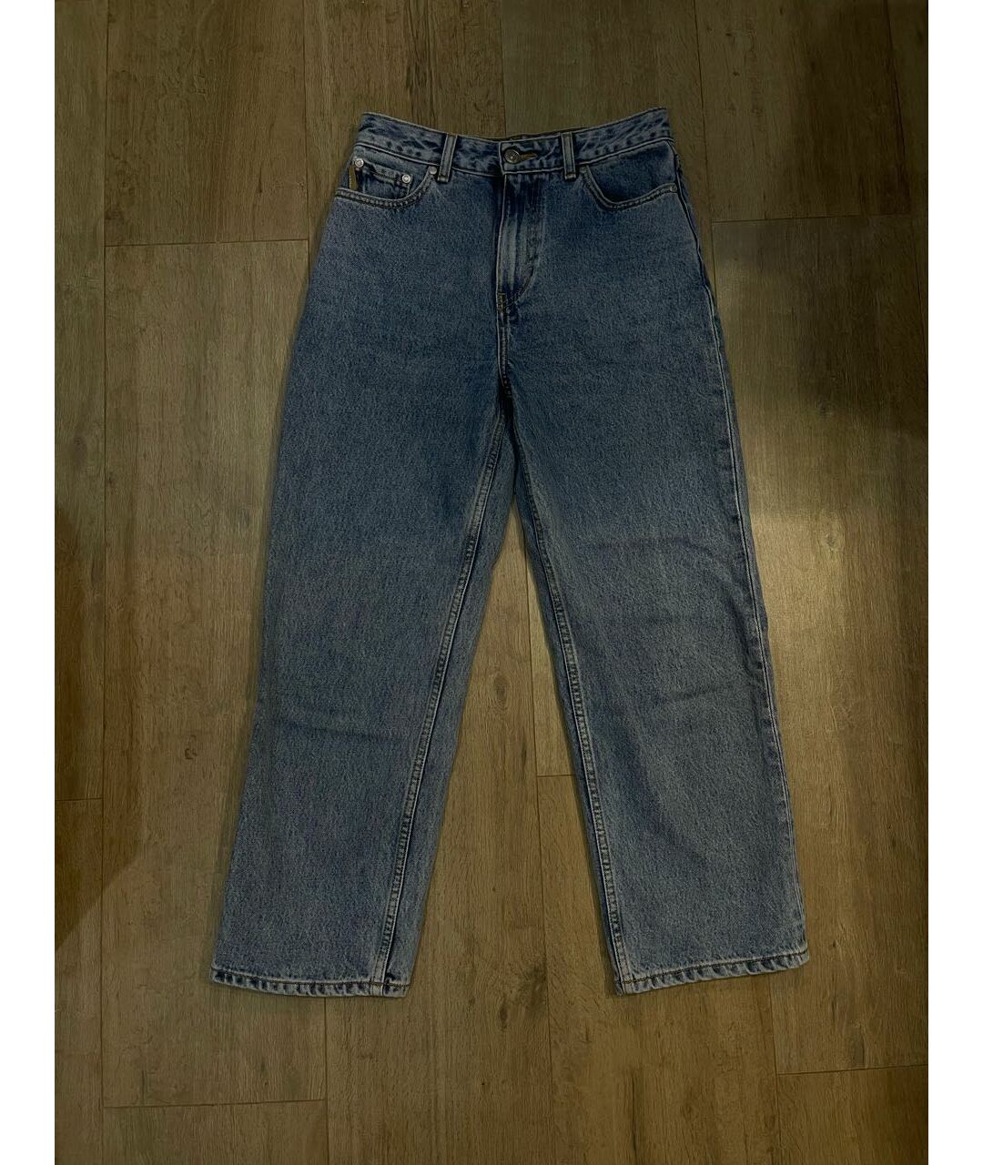 GANNI Голубые хлопковые прямые джинсы, фото 3