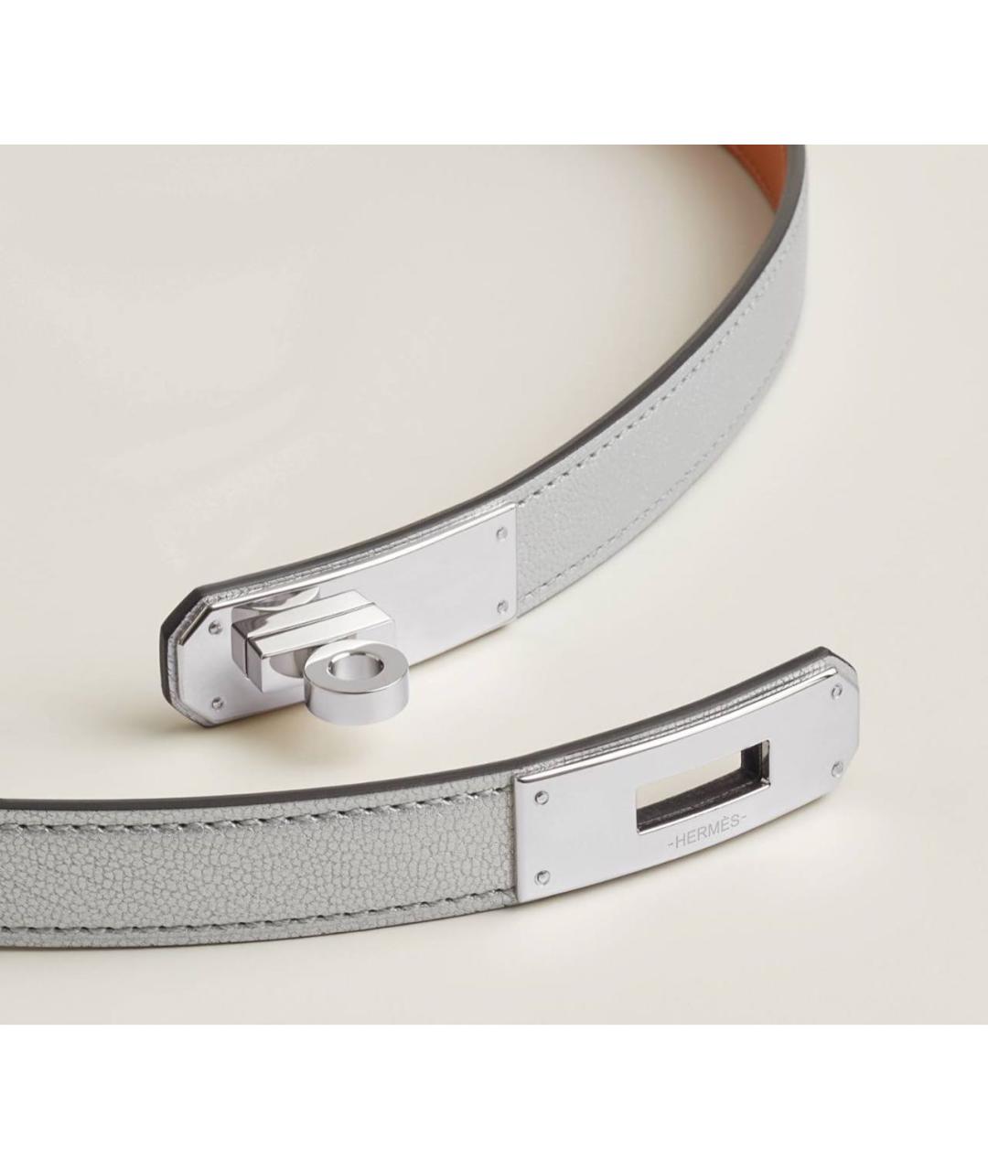 HERMES Серебрянный кожаный ремень, фото 5