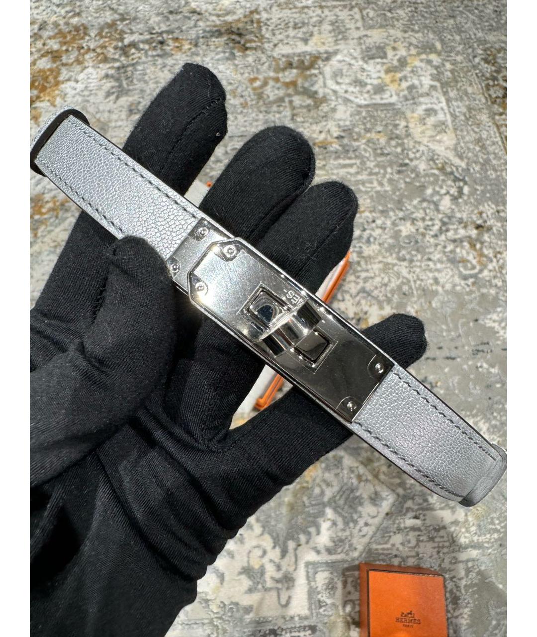 HERMES Серебрянный кожаный ремень, фото 6