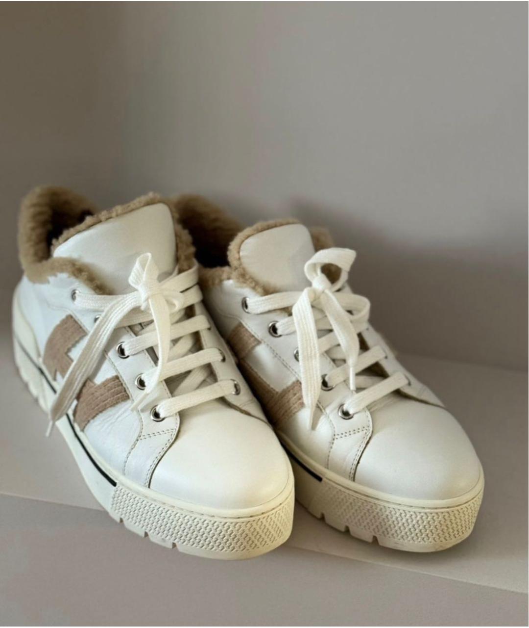 HERMES Белые кожаные кроссовки, фото 2