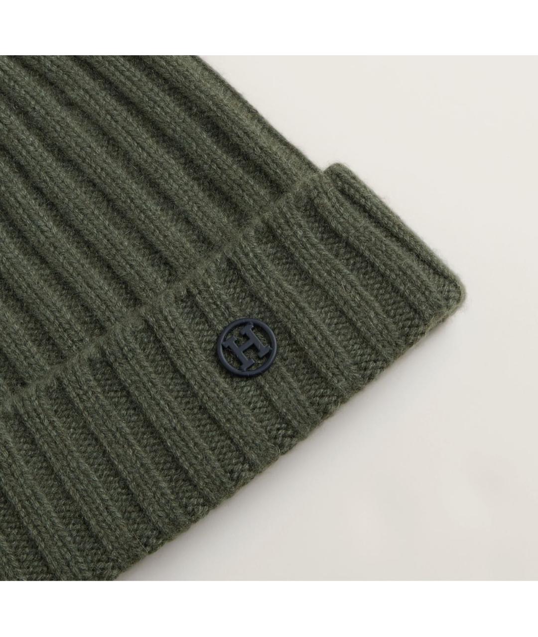 HERMES Зеленая кашемировая шапка, фото 2