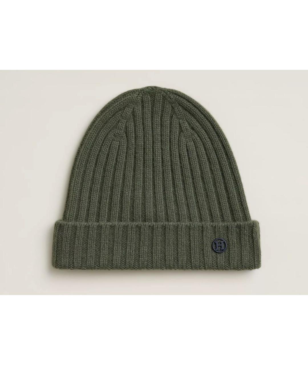 HERMES Зеленая кашемировая шапка, фото 6