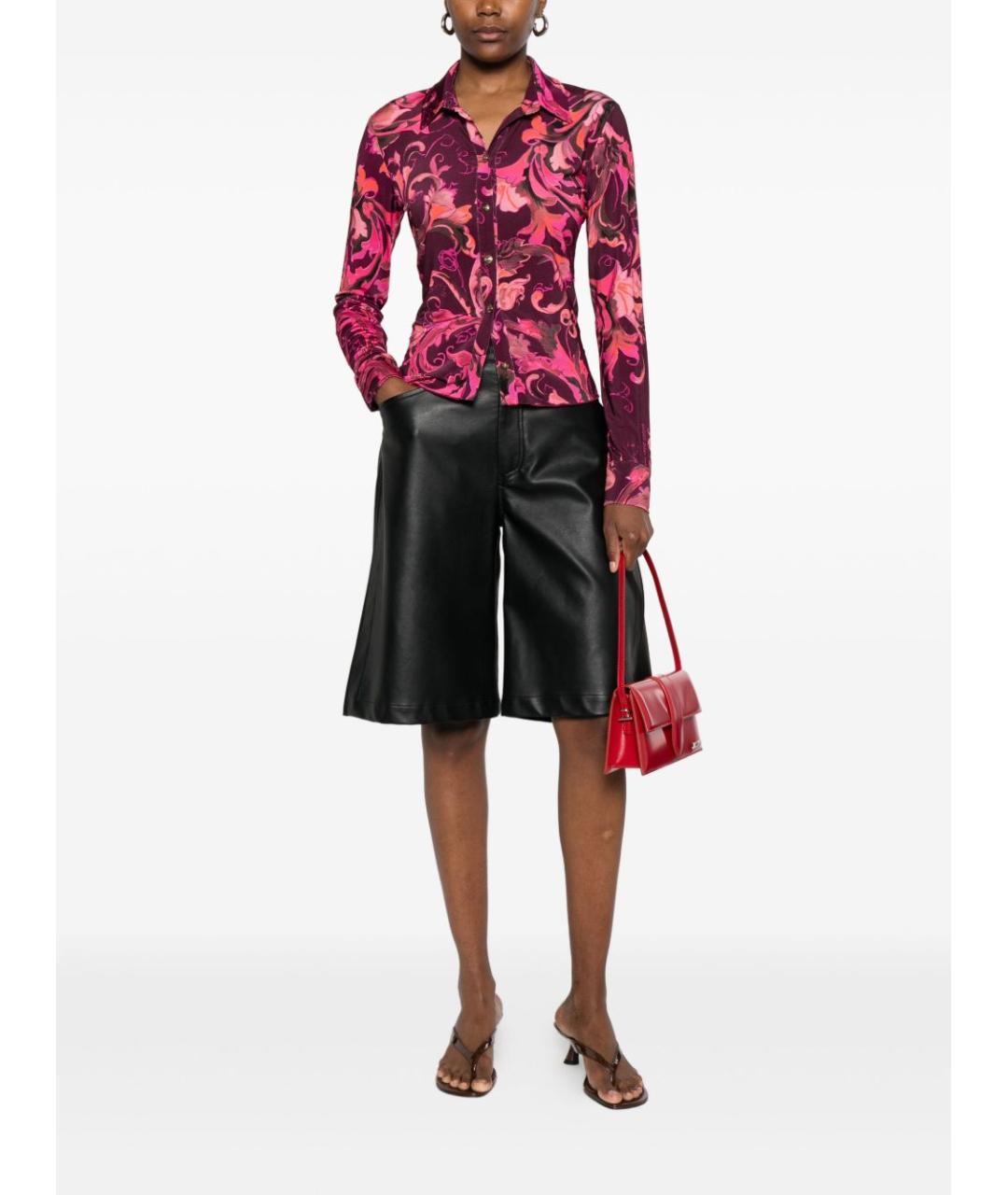 VERSACE JEANS COUTURE Бордовая вискозная рубашка, фото 4