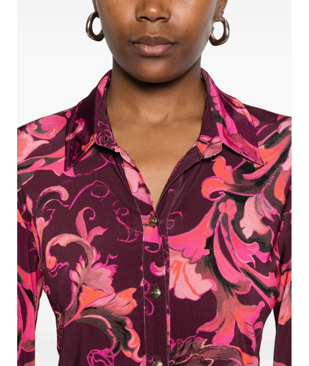 VERSACE JEANS COUTURE Бордовая вискозная рубашка, фото 2