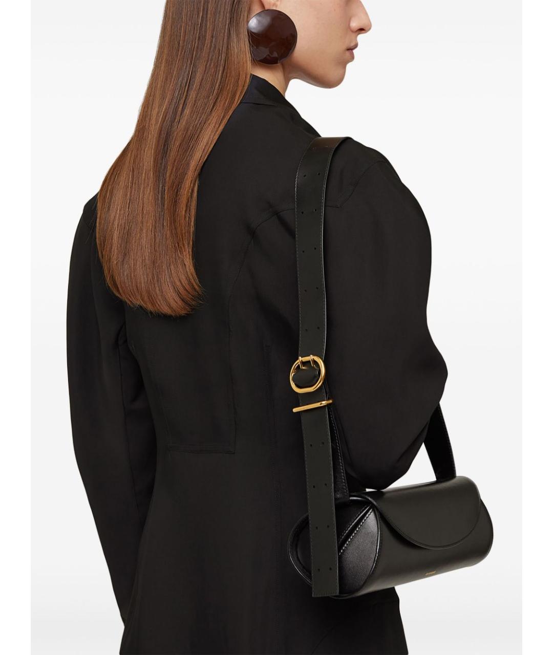 JIL SANDER Черная кожаная сумка через плечо, фото 2