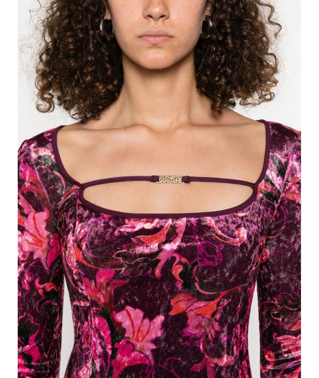 VERSACE JEANS COUTURE Бордовое полиэстеровое платье, фото 2