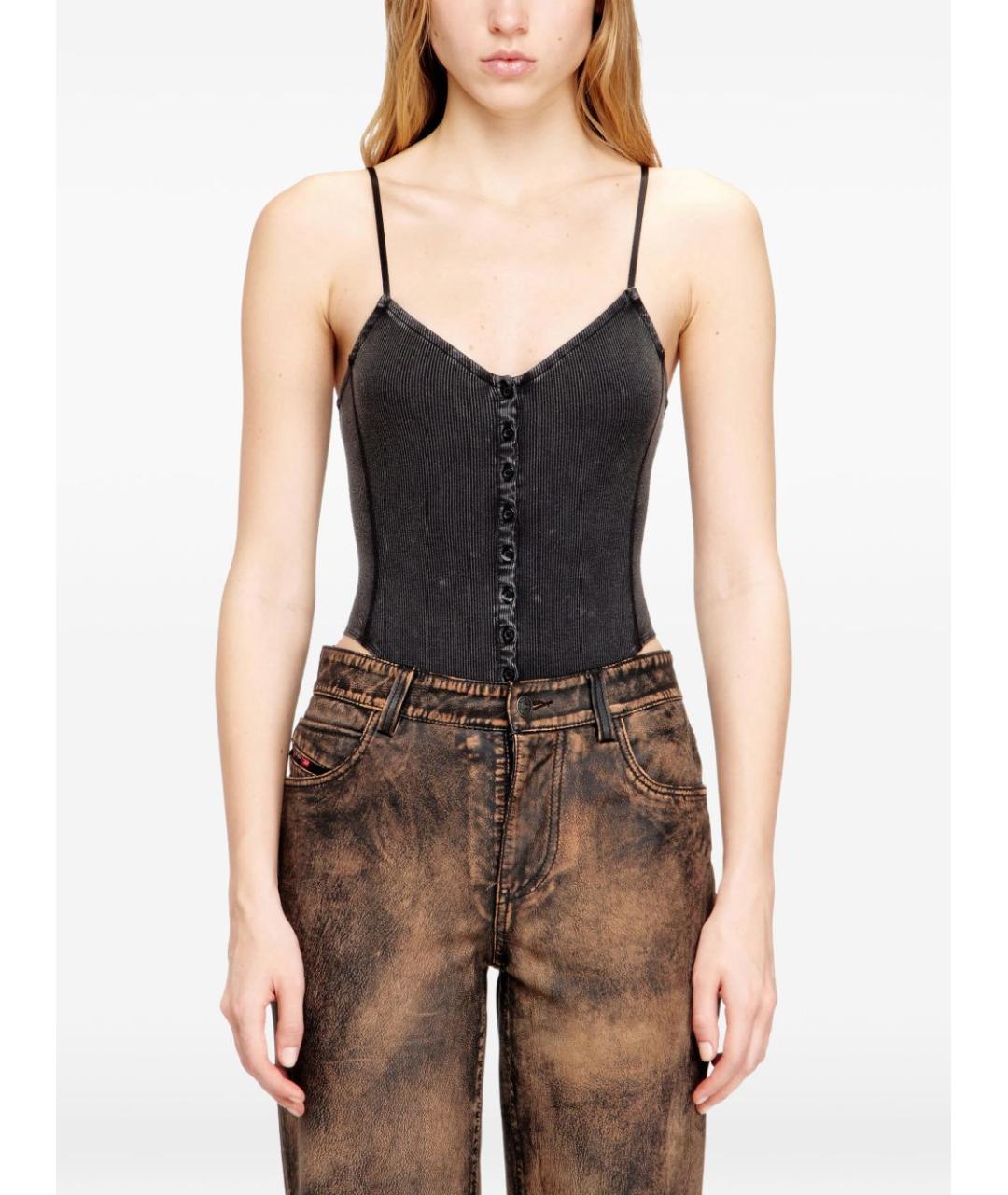 DIESEL Черное вискозное боди, фото 3