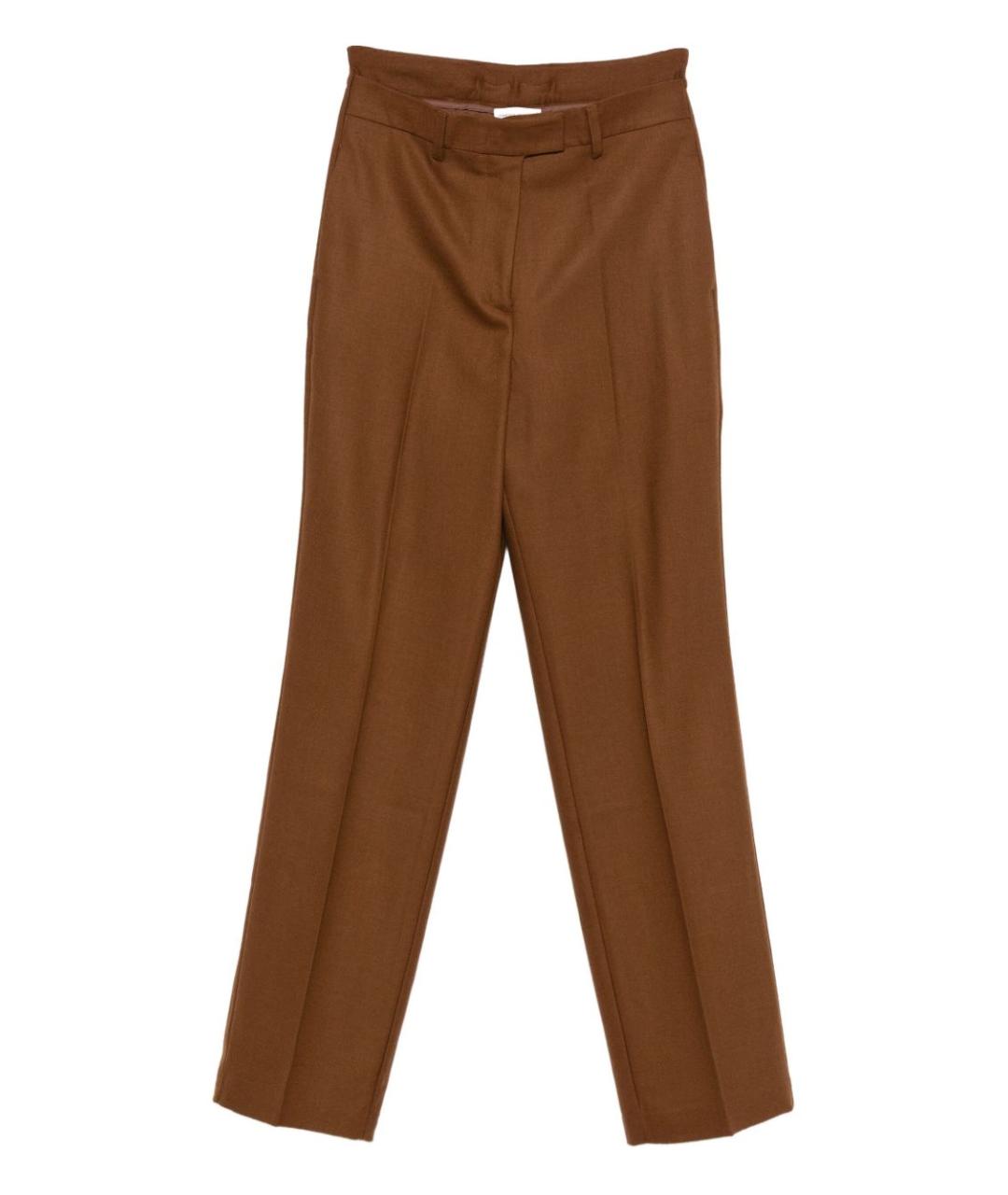 SEMICOUTURE Коричневые шерстяные прямые брюки, фото 1