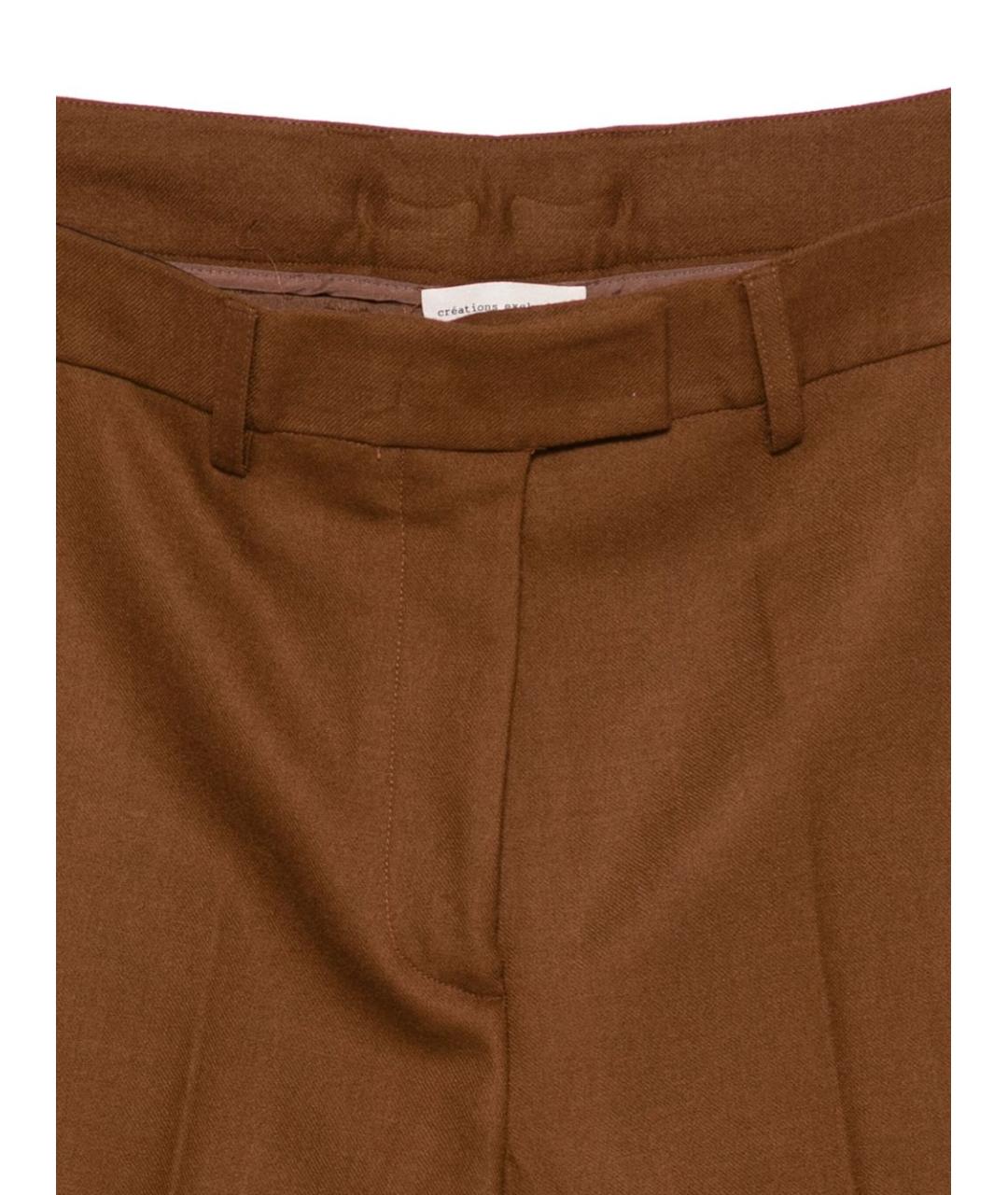 SEMICOUTURE Коричневые шерстяные прямые брюки, фото 2